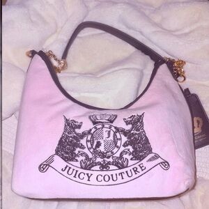 Juicy Couture Light Pink Shoulder Bag with Black Accents